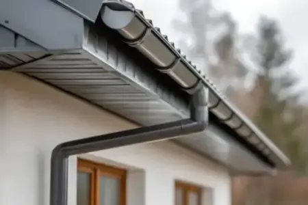 Pose de gouttières en zinc par un couvreur à Anglade